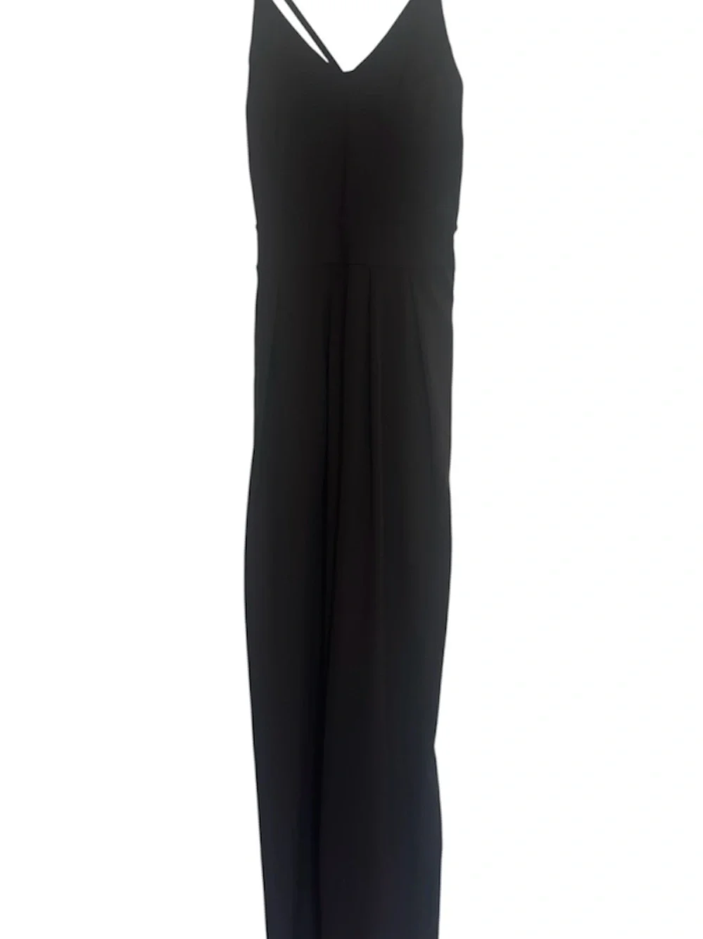 HALARA Black V-Neck Wide-Leg Jumpsuit with Double Straps